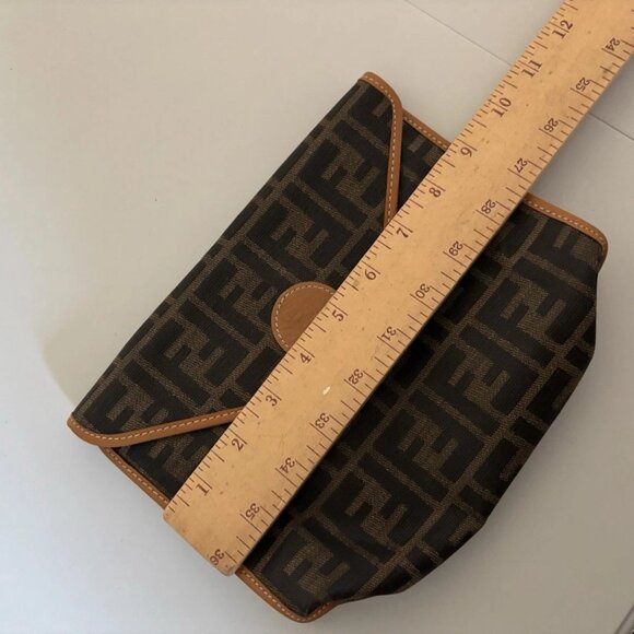 FENDI ZUCCA**COATED CANVAS** MONOGRAM CLUTCH/BAG - Picture 13 of 15